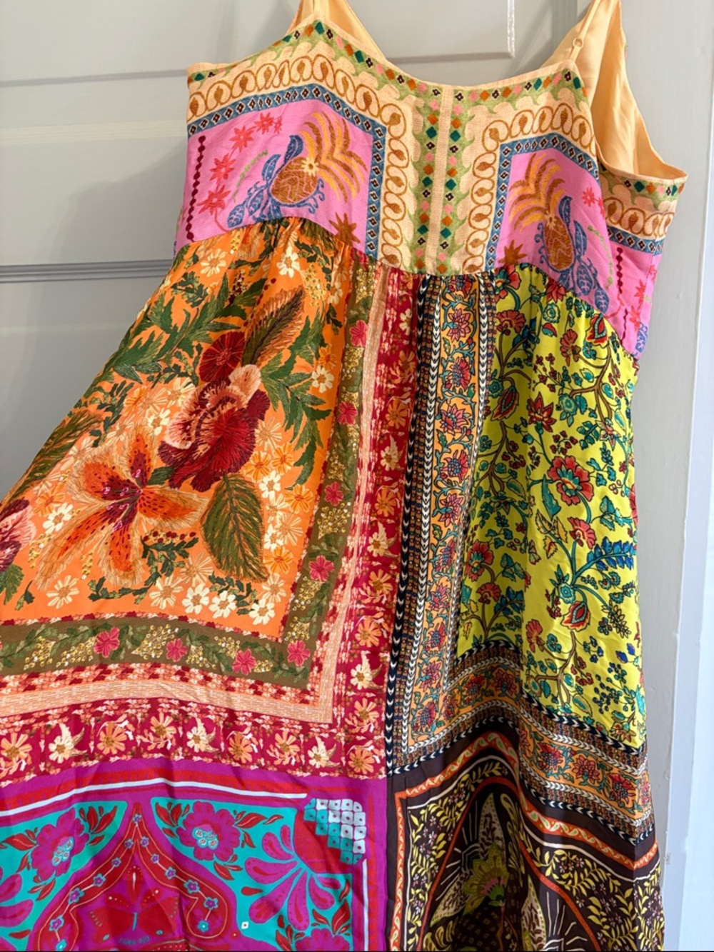 NWT farm rio MIXED SCARVES MULTICOLOR MIDI DRESS size large - Picture 7 of 7